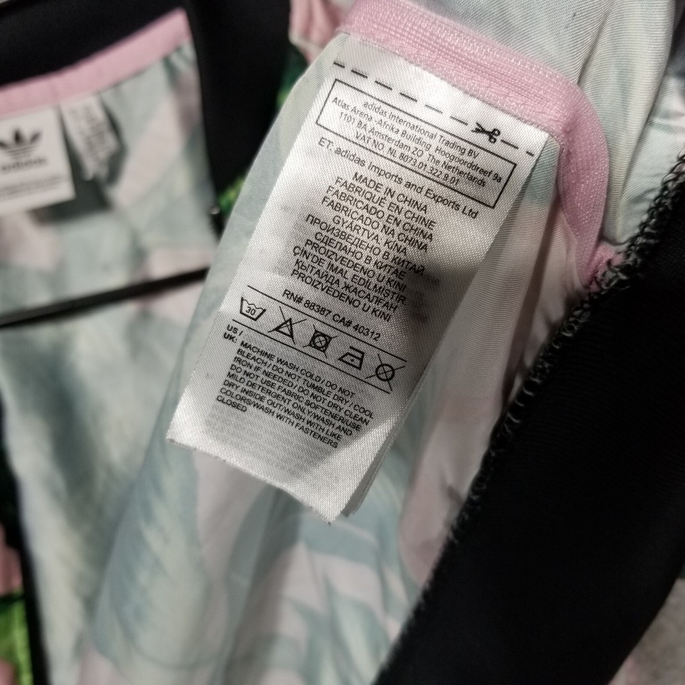 Adidas x Farm Rio Sz XS Pink Palm Tropical Leaf Pattern Track Jacket Full Zip - Picture 9 of 16